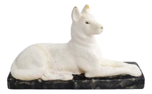 Art Deco Dog Sculpture in Earthenware with Frosted Enamel by Odyv France, 1930s