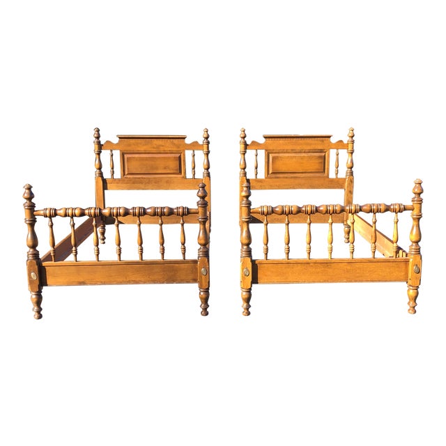 Ethan Allen Traditional Maple Twin Beds a Pair Chairish