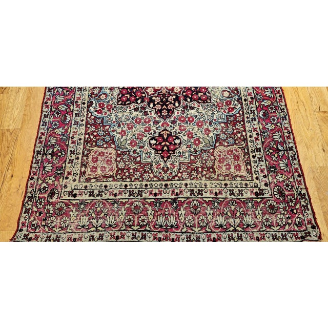 19th Century Persian Kerman Lavar Rug, Hand-Knotted Wool, Floral Patter, Red & Ivory, 5x7 For Sale - Image 13 of 18