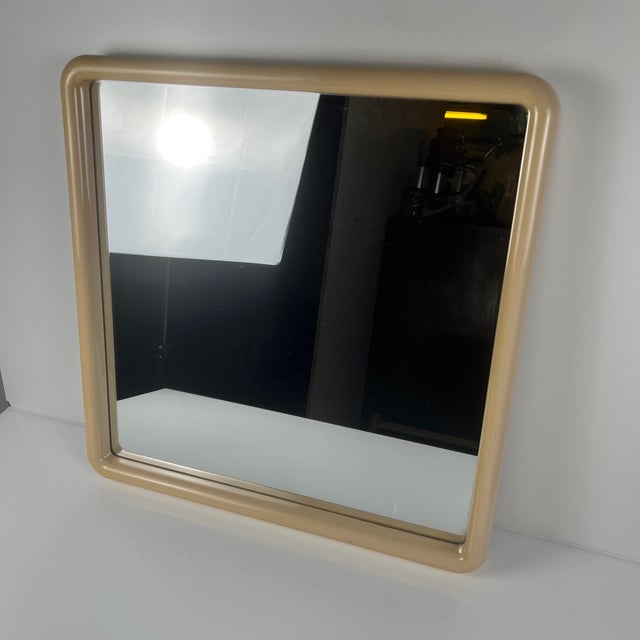 Square Cream Plastic Mirror with Rounded Edges, 1970s-1980s For Sale - Image 12 of 12