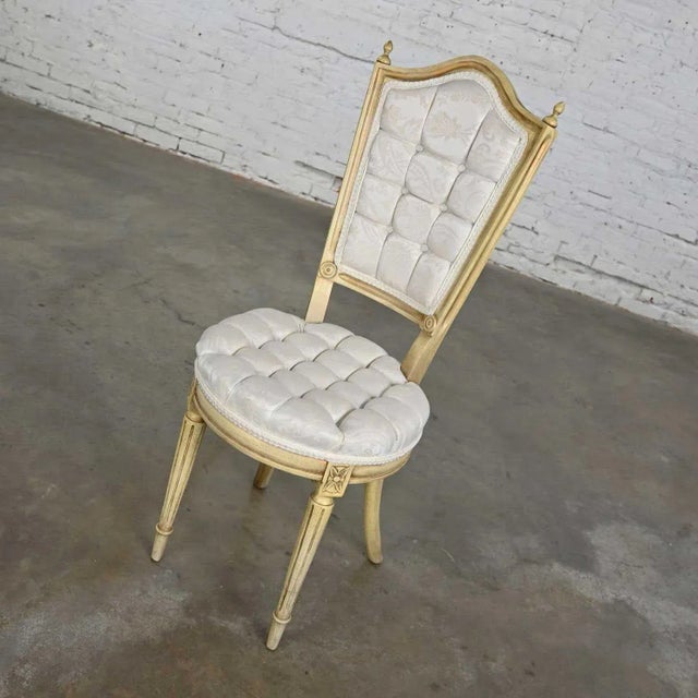 Beautiful French Provincial, Hollywood Regency, Louis XVI style antique white dressing or accent chair attributed to...