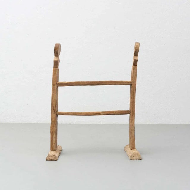 Rustic Spanish Hachero Traditional Natural Oak Wood Candleholder, 1890s For Sale - Image 3 of 18