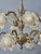 White Brass 12-Arm Chandelier with Rose-Shaped Glass Shades For Sale - Image 4 of 11