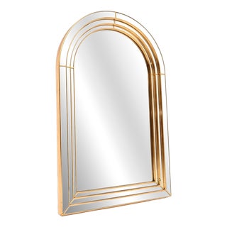 Vintage Arched Bevelled Panel Mirror by Deknudt, 1970 For Sale