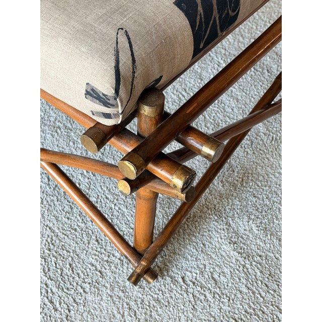 Italian Bamboo and Brass Chair and Ottoman 1970s For Sale - Image 11 of 16