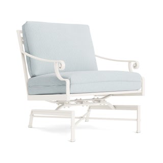 Brown Jordan Venetian Motion Lounge Chair in Chalk with Artic Stripe Cushions For Sale