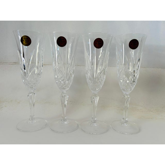 Vintage Cristal De Arques Salzburg Champagne Flutes Deep Cut Crystal, Set of 4 For Sale In New York - Image 6 of 7