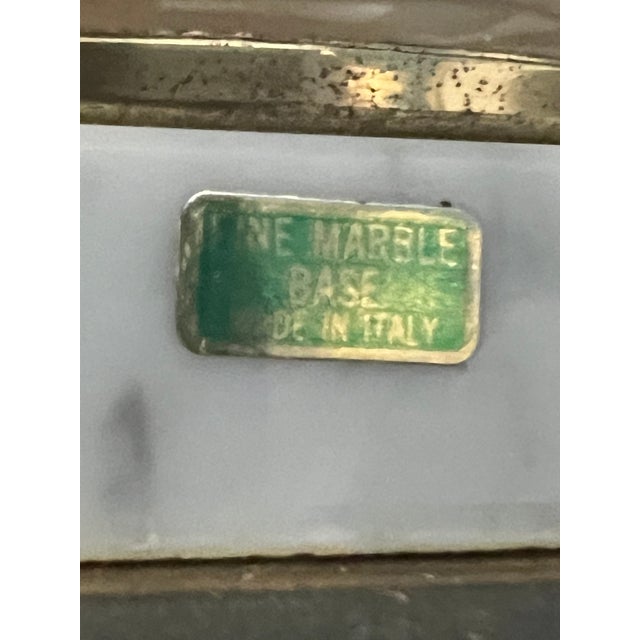 Monumental Hollywood Regency Marble, Hand-Painted Glass & Bronze Table Lamps — 40.75” - a Pair For Sale - Image 12 of 18