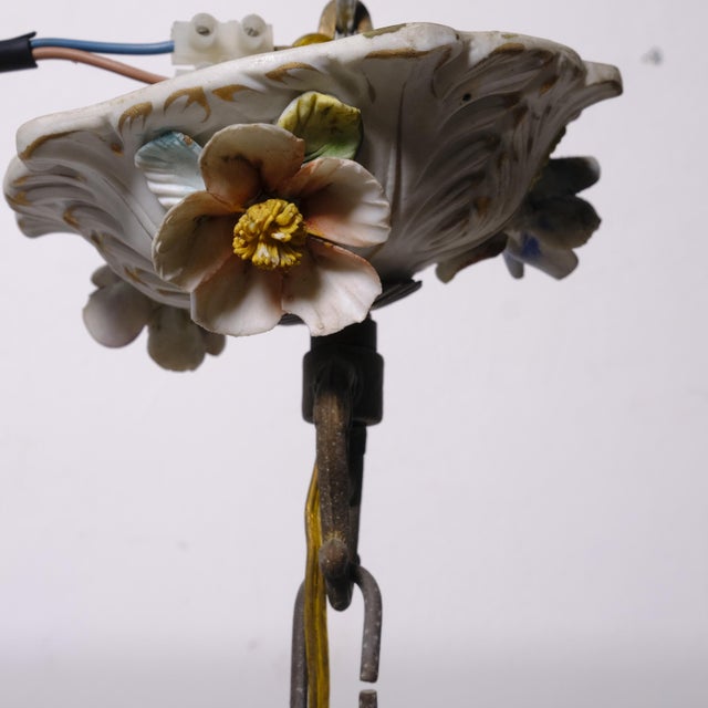 5-Arm Capodimonte Chandelier with Floral Decor, 1960s For Sale - Image 16 of 17