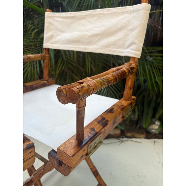 1950s Tortoise/Burnt Bamboo Director's Chairs For Sale In Miami - Image 6 of 10