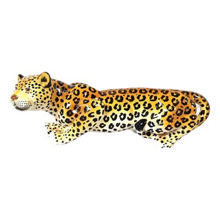 Hand-Painted Ceramic Leopard, Italy, 1960s For Sale