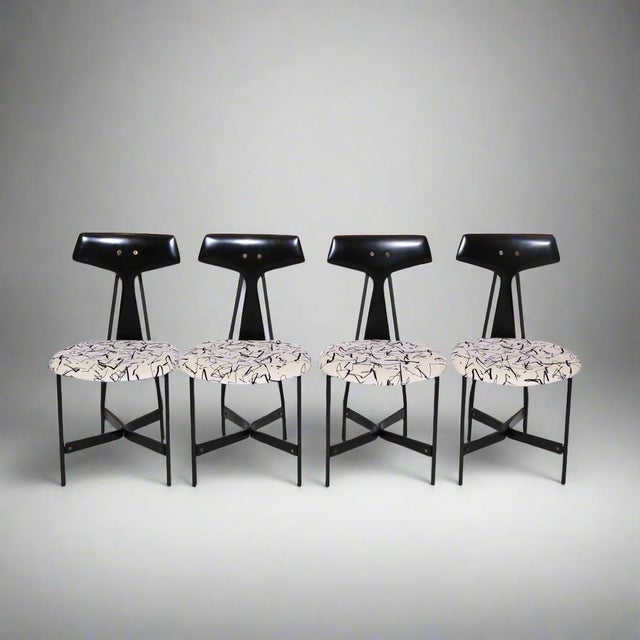 1960s Set of Four Ebonized Modenist Side Chairs For Sale - Image 10 of 18