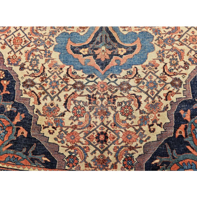 French Country Antique Persian Bidjar Rug, Hand-Knotted Wool, Herati Geometric Pattern, Ivory & Red, 7x12 For Sale - Image 3 of 18
