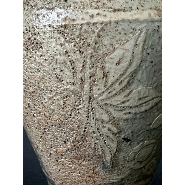 Ceramic Antique Korean Buncheong Incised Design Ceramic Vase For Sale - Image 7 of 13