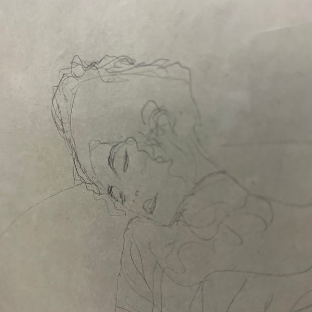 Paper 1960s Print of Pencil Drawing in Colours of Gustav Klimt 1910 Reclining Figure For Sale - Image 7 of 12