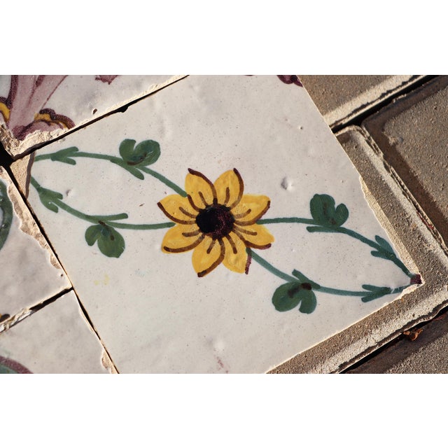 Antique 18th Century Baroque Geometric Portuguese Earthenware Tiles Set of Four For Sale - Image 6 of 7