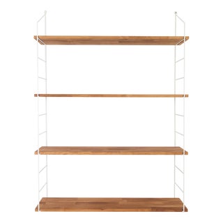 Renovated White Shelving System with Wooden Shelves, 1970s For Sale
