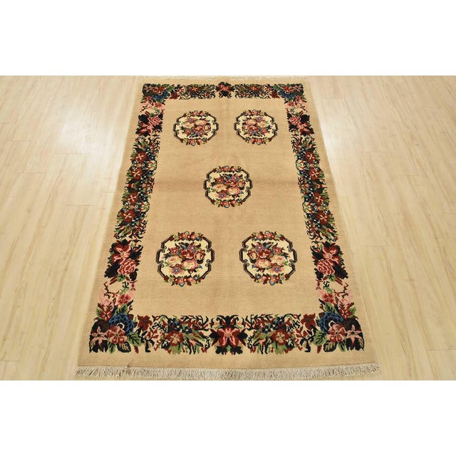 Farmhouse Bakhtiari Rug 4’5” X 6’7” Beige Wool Vintage Traditional Hand-Knotted Carpet For Sale - Image 3 of 12