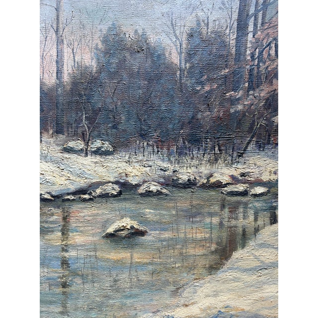 1940s Antique 1948 Landscape Oil Painting of Naamans Creek Delaware by Claude F Eite For Sale - Image 5 of 8