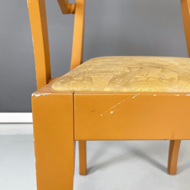 Italian Modern Yellow Fabric and Wooden Chair from Bros/S, 1980s For Sale - Image 11 of 18