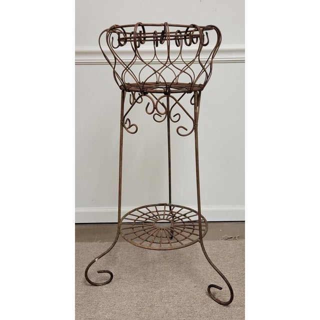 Vintage Outdoor French Wrought Bent Iron Wire Plant Stand Planter Chairish