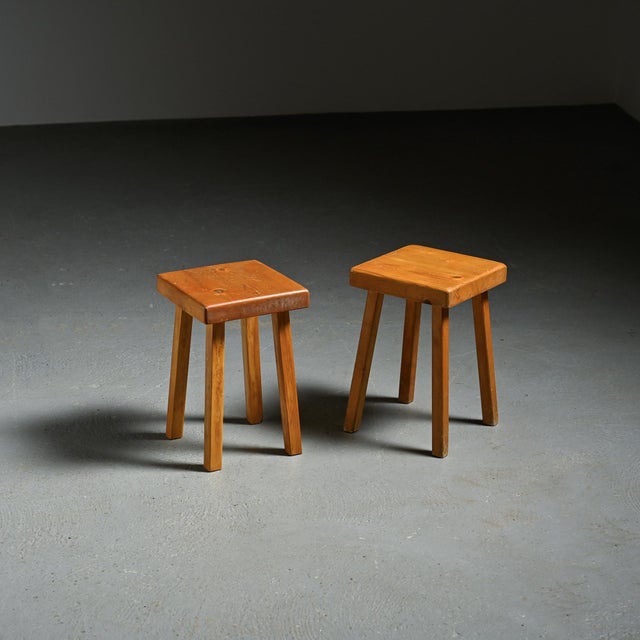 Pine Stools by Charlotte Perriand for Les Arcs, 1980s, Set of 2 For Sale - Image 13 of 13