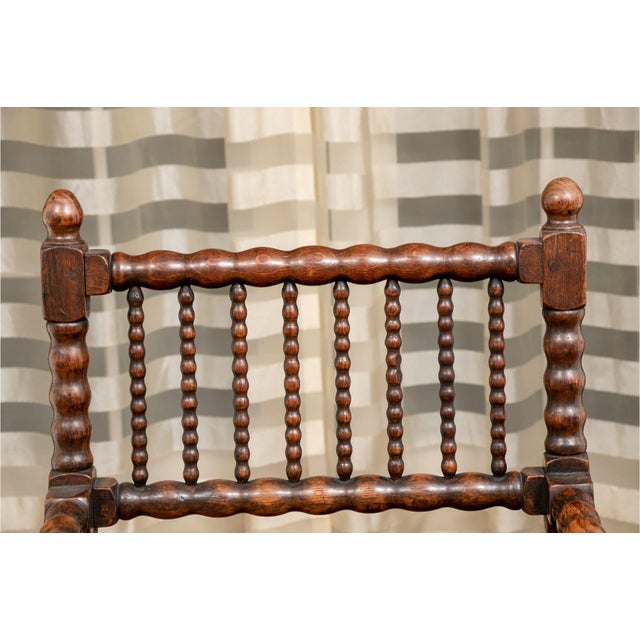 Antique Bobbin Turned Oak Armchair For Sale - Image 4 of 8