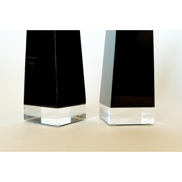 Mid Century Modern Black Lucite Obelisks, a Pair For Sale - Image 9 of 11
