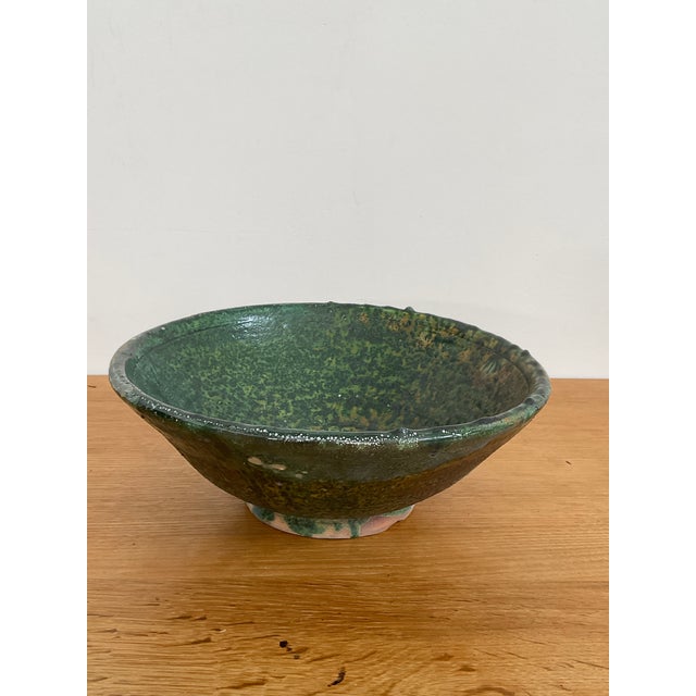 2010s Medium Vintage Moroccan Tamegrout "Zlafa" Glazed Terra Cotta Bowl For Sale - Image 5 of 7