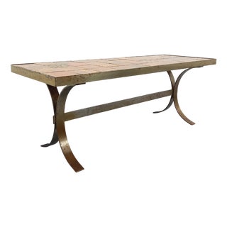 Vintage Rectangular Coffee Table in Steel and Ceramic, 1960s For Sale