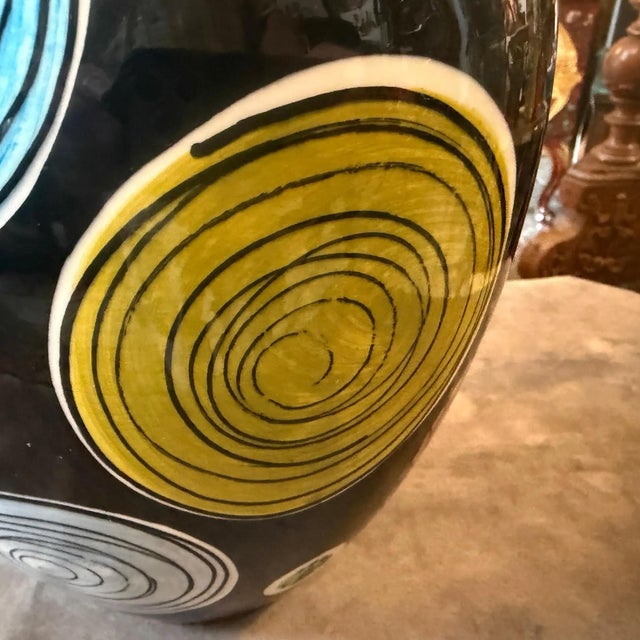 1953 Gio Ponti Style Mid-Century Modern Hand-Painted Majolica Vase by Schramberg For Sale - Image 9 of 12