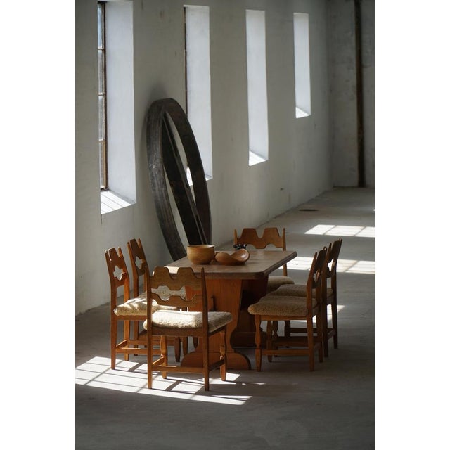 Razorblade Dining Chair in Oak and Lambswool attributed to Henning Kjærnulf, Denmark, 1960s For Sale - Image 17 of 18