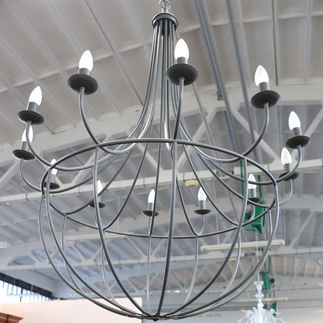 Large Vintage Balloon Chandelier in Iron For Sale - Image 10 of 11
