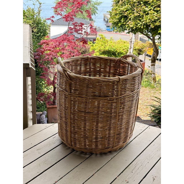 American Vintage Extra Large Woven Basket For Sale - Image 3 of 9