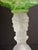 Vintage-Style Green Floral Glass Table Lamp With Frosted Female Head Pedestal Base For Sale - Image 9 of 13