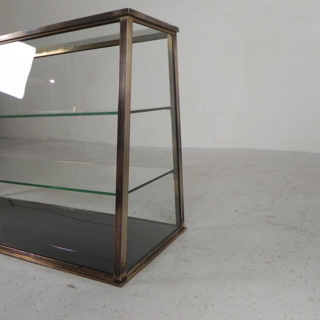 Metal Glass Counter Display Case with a Brass Frame and Glass Shelves, 1930s For Sale - Image 7 of 18