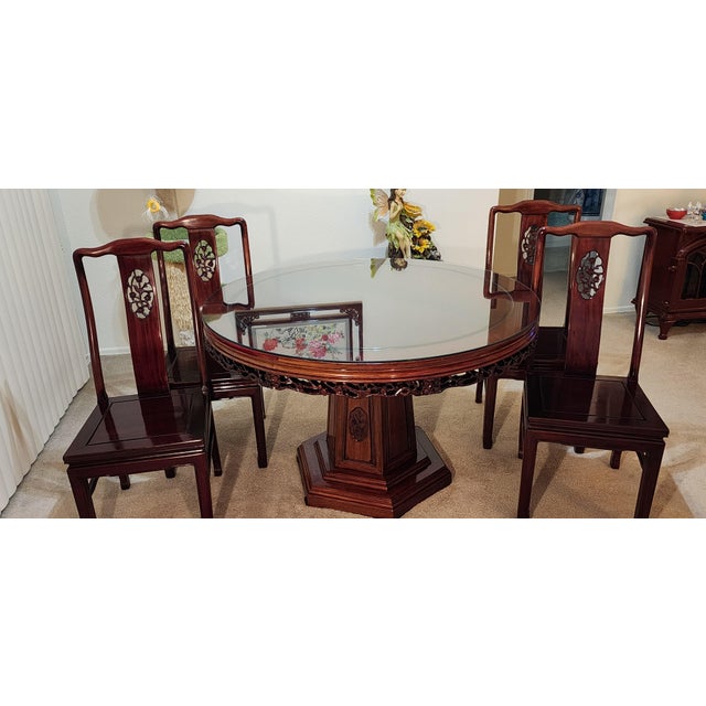 Asian Asian Rosewood Dining Room Set For Sale - Image 3 of 8