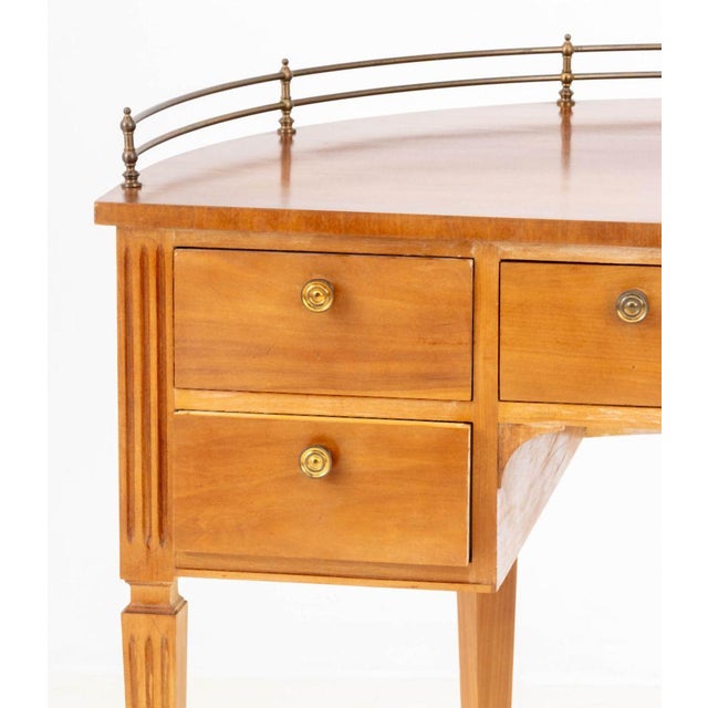 Biedermeier Style Demilune Walnut Desk For Sale - Image 4 of 9