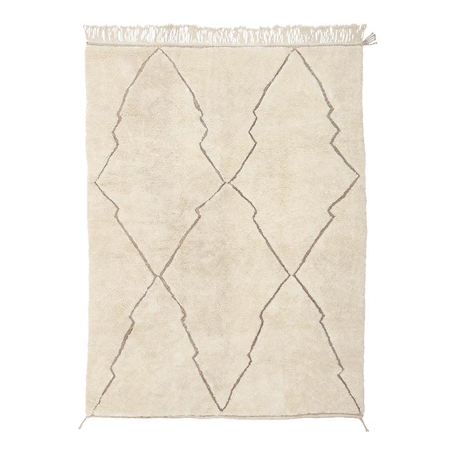 Classic Diamond Lattice Hand-Knotted Moroccan Wool Rug | 11'5" X 8'7" | One of a Kind For Sale