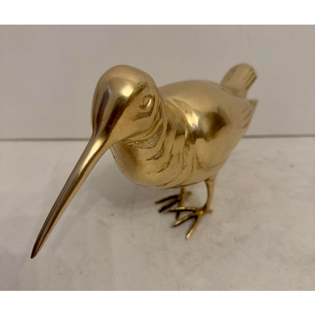 Hollywood Regency Vintage Hollywood Regency Brass Sandpiper Bird Sculpture For Sale - Image 3 of 10