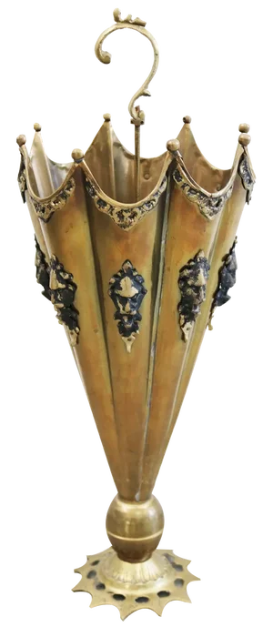 French Hollywood Regency Umbrella Stand in Brass, 1950s