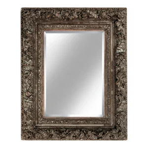Late 19th Century Ornate Deep Framed Beveled Mirror With Roses, Blossoms & Buds