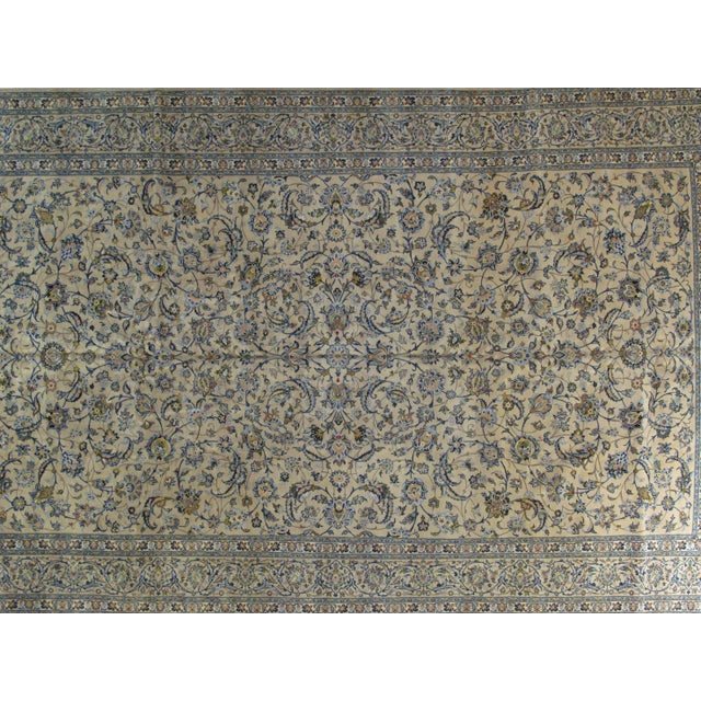 Kork wool pile genuine hand made very fine Persian Kashan carpet- Signed by master weaver-