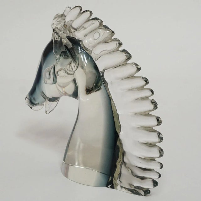 Stylized Murano Horse Head Sculpture in Sommerso Glass For Sale - Image 6 of 8