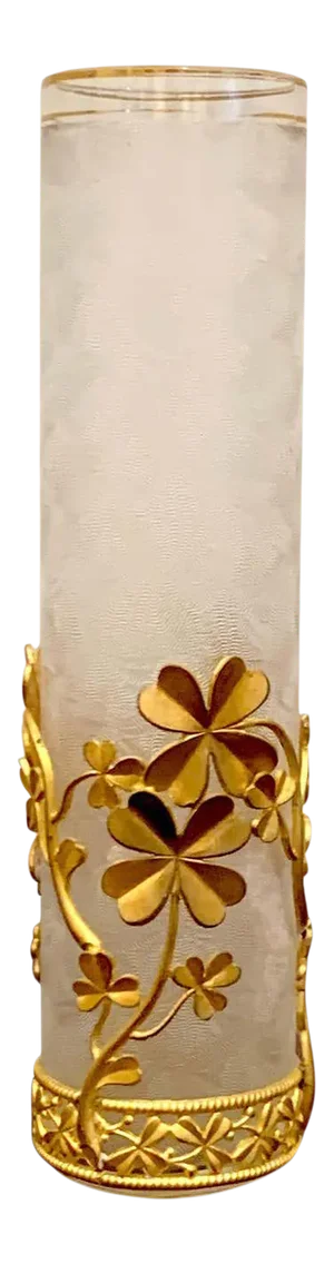 Early 20th Century Belle Epoque Baccarat Attributed Four-Leaf Clover Ormolu Mounted Vase