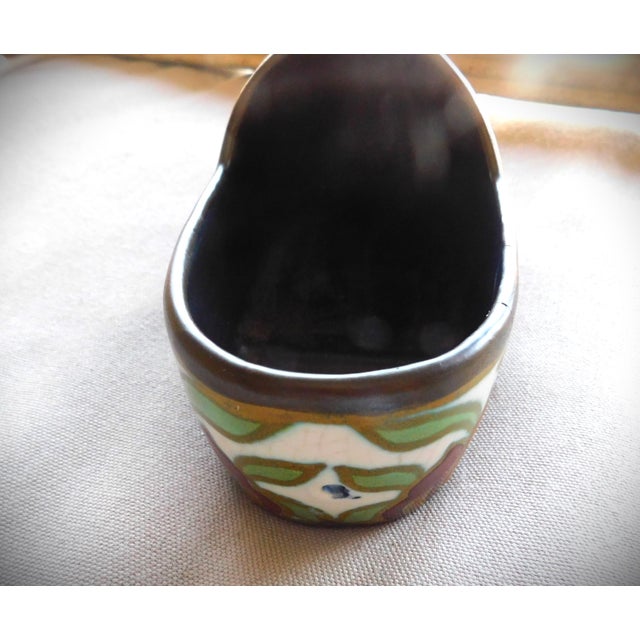 Gouda Pottery Antique Floral Ceramic Gouda Factory Pottery Clog, C. 1920's For Sale - Image 4 of 11