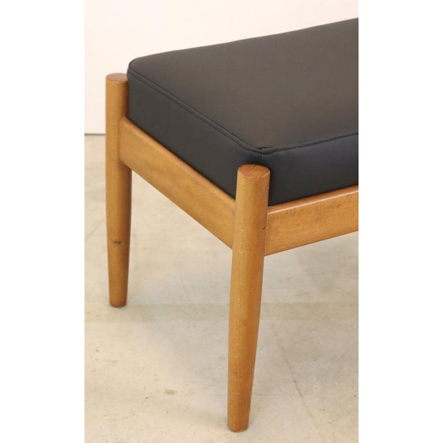 Black Mid-Century Danish Footstool in Leather and Wood For Sale - Image 8 of 9