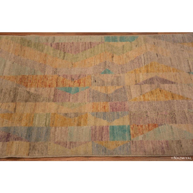 Nazmiyal Collection Warm Modern Casual Tribal Geometric Rustic Contemporary Runner Rug For Sale In New York - Image 6 of 6