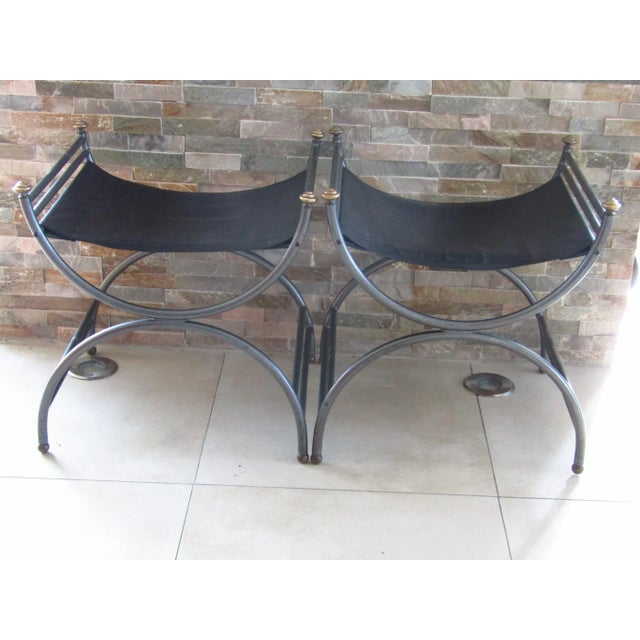 Mid-Century Modern Mid-Century Empire Style Italian Stools, 1968, Set of 2 For Sale - Image 3 of 11