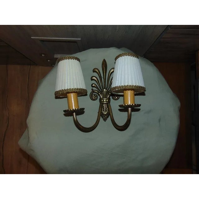 Brown Vintage Brass Double Wall Lamp, 1970s For Sale - Image 8 of 8